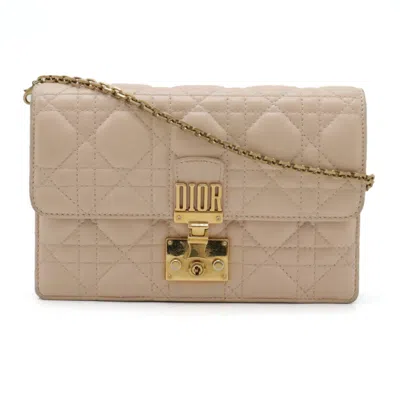 Pre-owned Dior Christian  Baby Pink Leather Clutch Bag ()
