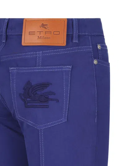Etro Pegaso-embroidered Trousers In Multicolor