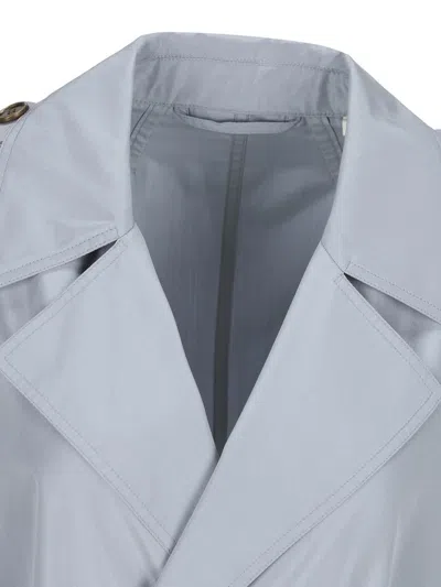Burberry Silk Long Trench Coat In Gale