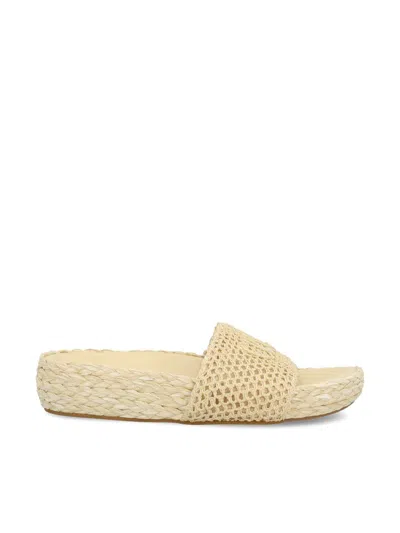 Chloé Isla Crocheted Raffia Slides In Natural Brown