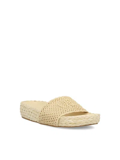 Chloé Isla Crocheted Raffia Slides In Natural Brown