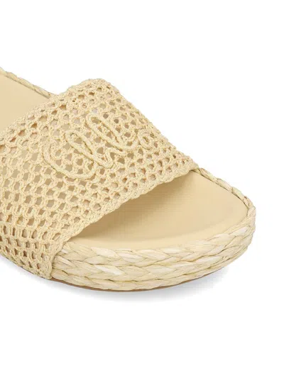 Chloé Isla Crocheted Raffia Slides In Natural Brown