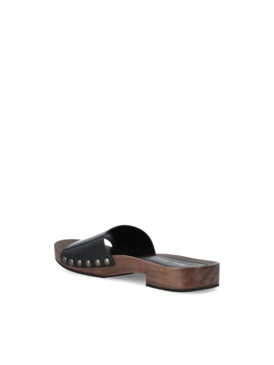 Miu Miu Open-toe Black Patent Sandals With Decorative Studs