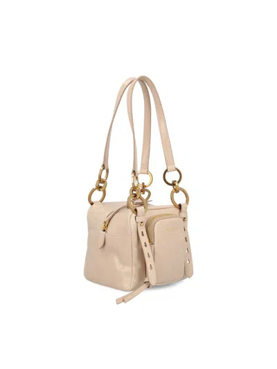 Prada Dangle Mini Leather Top Handle In Powder