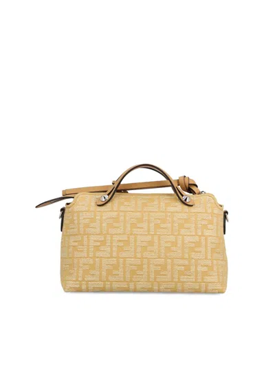 Fendi Women Embroidered Raffia Medium By The Way Handbag In Natur+honey Sc+p
