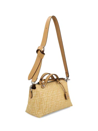 Fendi Women Embroidered Raffia Medium By The Way Handbag In Natur+honey Sc+p