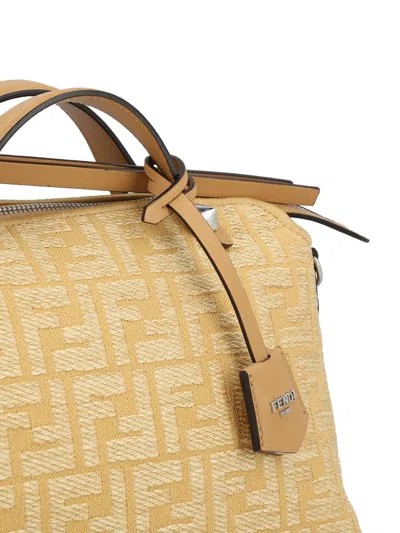Fendi Women Embroidered Raffia Medium By The Way Handbag In Natur+honey Sc+p