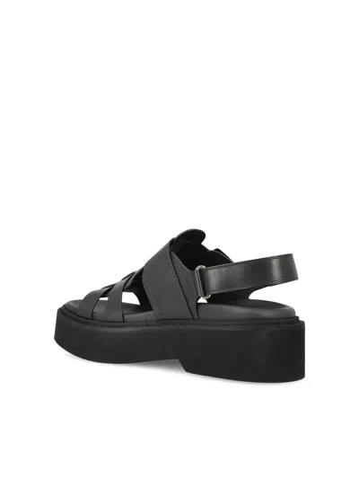 Roger Vivier Viv Rangers Buckled Flat Sandals In Black