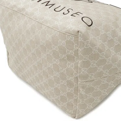 Pre-owned Gucci Brown Light Beige Canvas Leather Tote Bag () In Brown, Light Beige