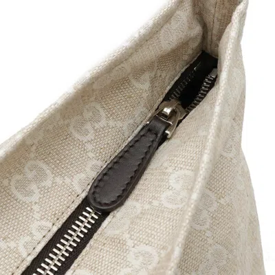 Pre-owned Gucci Brown Light Beige Canvas Leather Tote Bag () In Brown, Light Beige