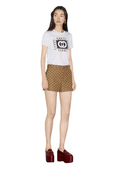 Gucci Interlocking G Printed Cotton T-shirt In White