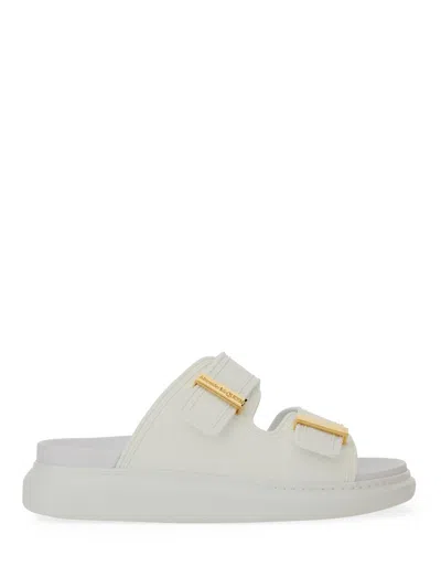 Alexander Mcqueen Hybrid Double-strap Rubber Slides In Cream
