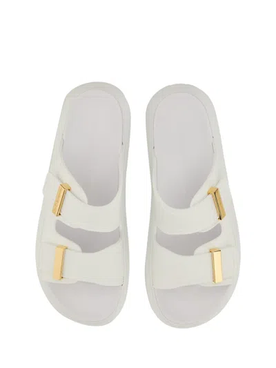 Alexander Mcqueen Hybrid Double-strap Rubber Slides In Cream