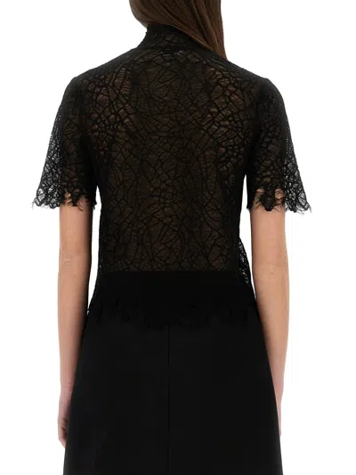 Alexander Mcqueen Black Knitted Cobweb Lace Top In Black