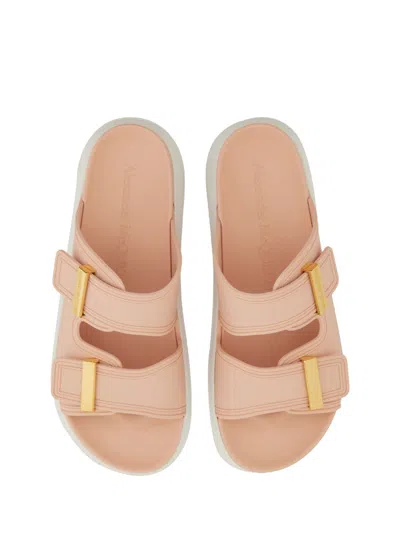 Alexander Mcqueen Double Strap Golden Hardware Sandal In Multi