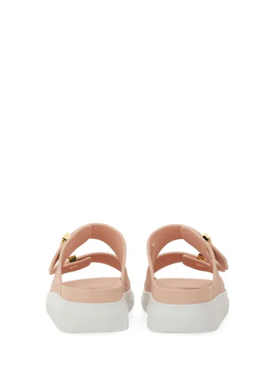 Alexander Mcqueen Double Strap Golden Hardware Sandal In Multi