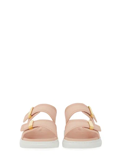 Alexander Mcqueen Double Strap Golden Hardware Sandal In Multi