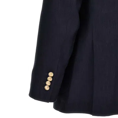Brunello Cucinelli Linen And Wool Jacket Men In Blue