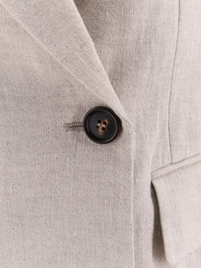 Brunello Cucinelli Double-breasted Linen Blazer In Cream