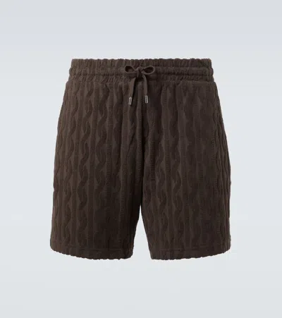 Frescobol Carioca Augusto Terry Cotton Shorts In Brown Mt