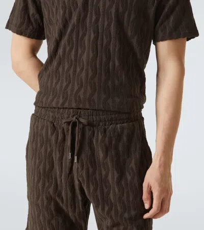 Frescobol Carioca Augusto Terry Cotton Shorts In Brown Mt