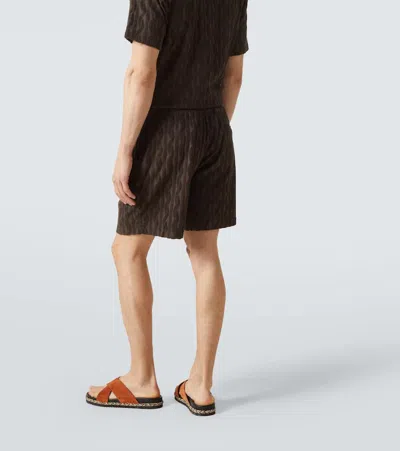 Frescobol Carioca Augusto Terry Cotton Shorts In Brown Mt