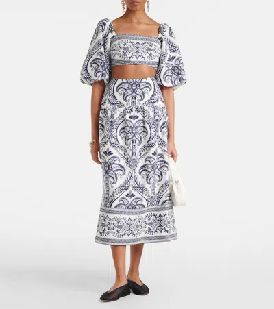 Farm Rio White  Blue Tops In Blue Tropi