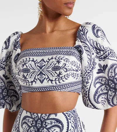 Farm Rio White  Blue Tops In Blue Tropi