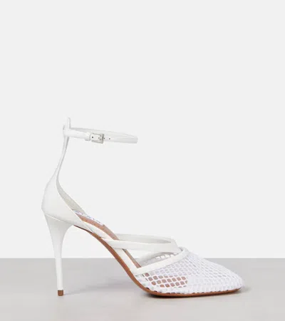 Alaïa Fishnet Patent Ankle-strap Pumps In White