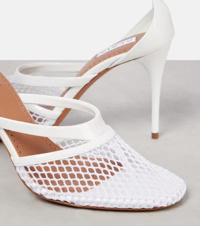 Alaïa Fishnet Patent Ankle-strap Pumps In White