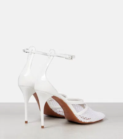 Alaïa Fishnet Patent Ankle-strap Pumps In White