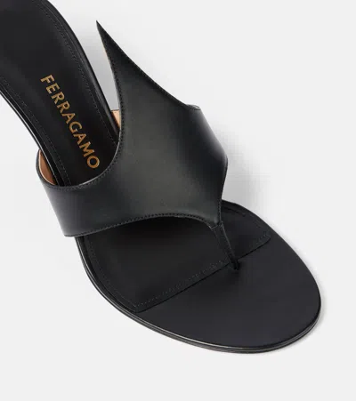 Ferragamo Valentino Garavani Black Leather Slippers