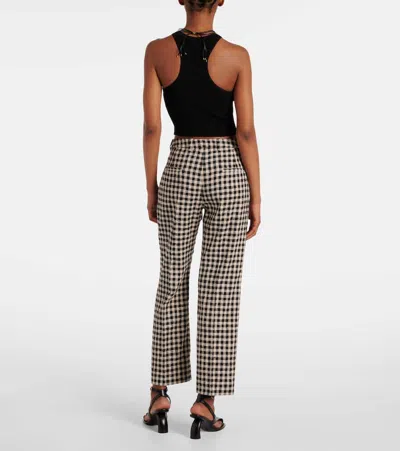 S Max Mara Daisy Gingham Cropped Straight Pants In Beige