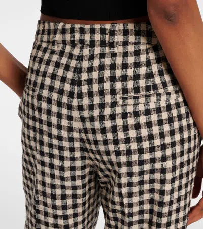 S Max Mara Daisy Gingham Cropped Straight Pants In Beige