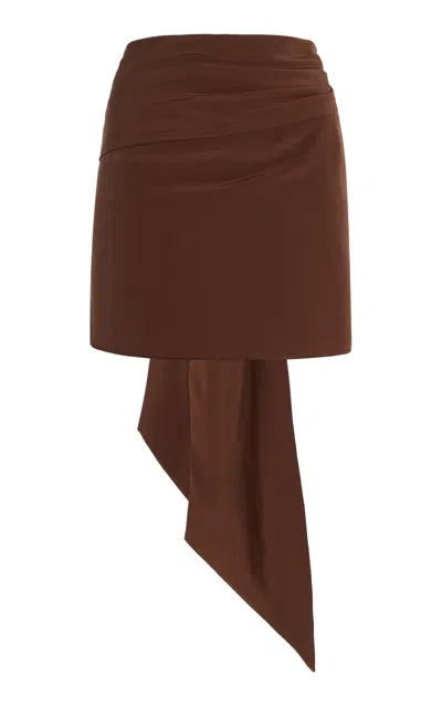 Prada Silk Crepe De Chine Mini Wrap Skirt In Brown