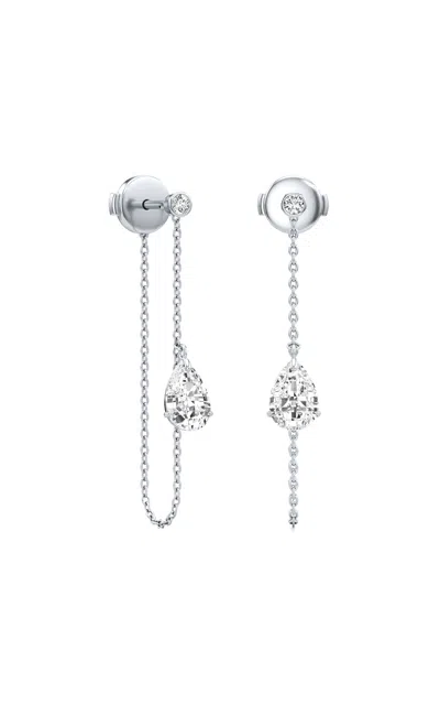 Unsaid Tear Chain 18k White Gold Diamond Earrings In White