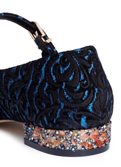 Shop Sophia Webster 'renee' Crystal Embellished Heel Baroque Leather Mary Jane Flats