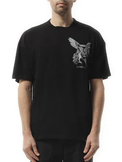 Represent Elegance Unicorn Black Crewneck T-shirt With Logo Print On The Front And Maxi Print On The Rear In C In Jet Black