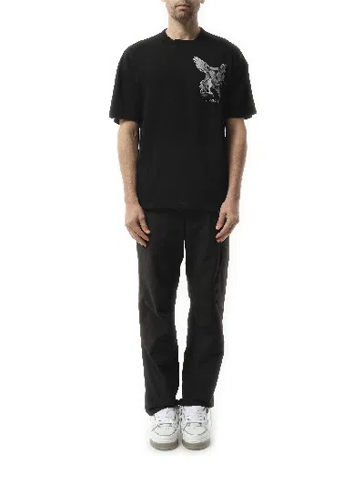 Represent Elegance Unicorn Black Crewneck T-shirt With Logo Print On The Front And Maxi Print On The Rear In C In Jet Black