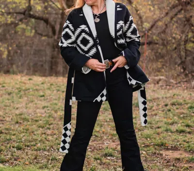 L7 Designs Los Ojos Wool Wrap Coat In Black In Black