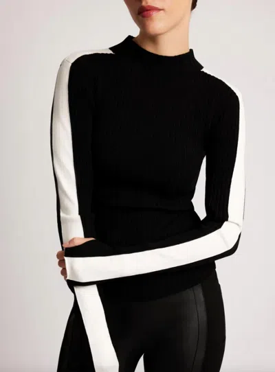 Blanc Noir Blair Mock Neck Sweater In Black/ivory In Multi