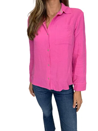Sundry Long Sleeve Button Down In Pink In Pink