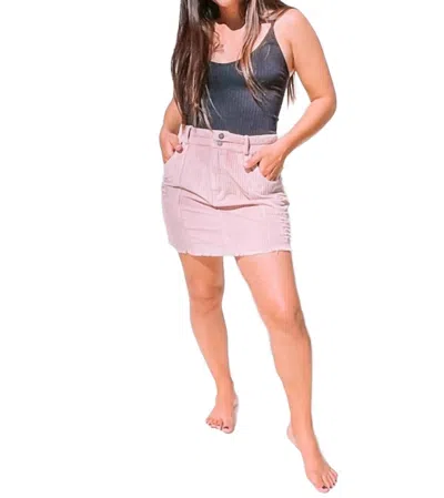 Listicle Corduroy Frayed Mini Skirt In Rose In Multi