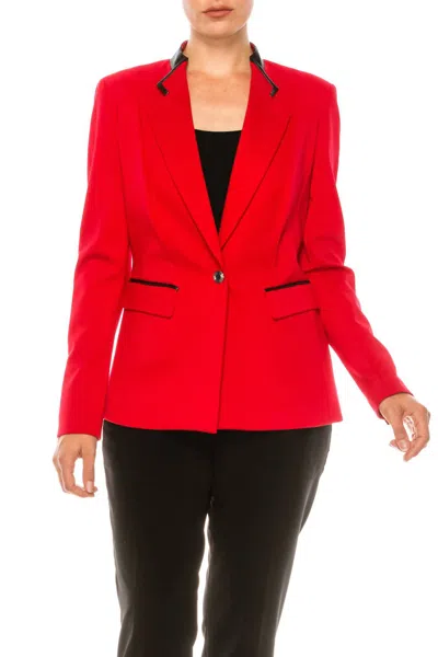 Peter Nygard Long Sleeve Button Front Blazer In Red In Red
