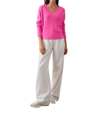 White + Warren Cashmere Air Plush V-neck Sweater In Pink Marl In Multi