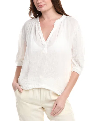 9seed Lightweight Gauze Dashiki Puff Sleeve Top In White