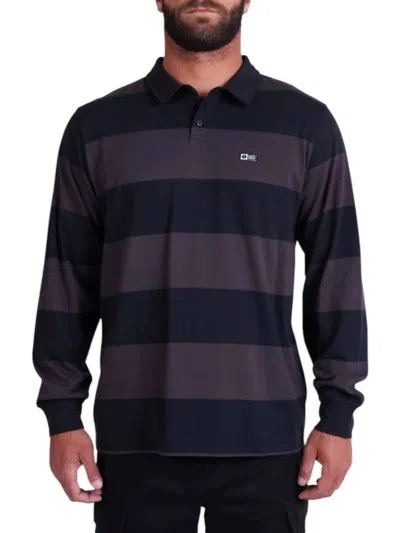 Salty Crew Diver Down Long Sleeve Polo In Charcoal In Pink