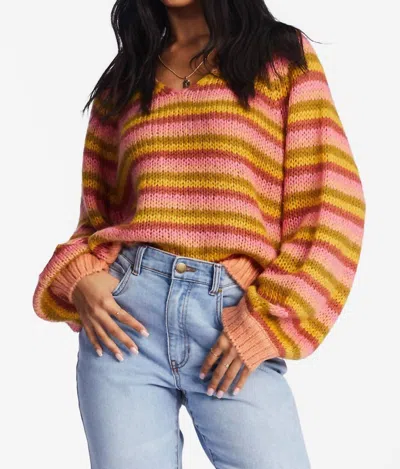 Billabong No Brainer Sweater In Canyon Sunset In Multi