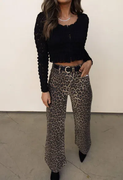 Edit By Nine Smocked Lace Square Neck Top In Black In Black