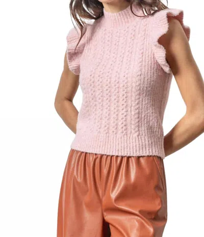 Lilla P Flutter Sleeve Mock Neck Sweater In Peonie In Pink